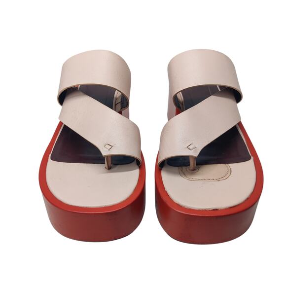 Staud Fly Chunky Platform Slide Sandal Red Pink Colorblock Goat Leather 37 / 7 - Picture 3 of 16